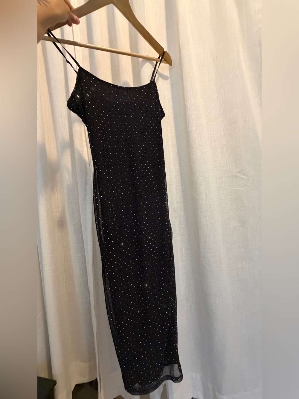 Inspired Hearts Black Maxi Dress with Sparkle Dot Detail